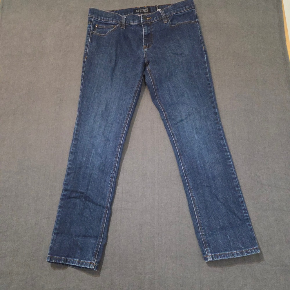 Rude Mens Slim Straight Jeans Dark Wash Denim Pants‎ Size 34x32